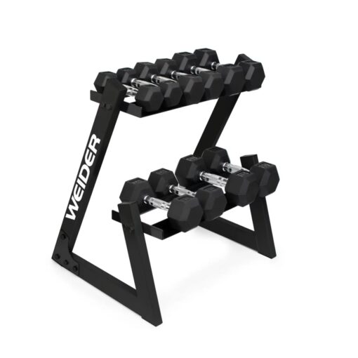 Set De Mancuernas Hexagonales Con Rack Soporte 200 Lb Weider_3