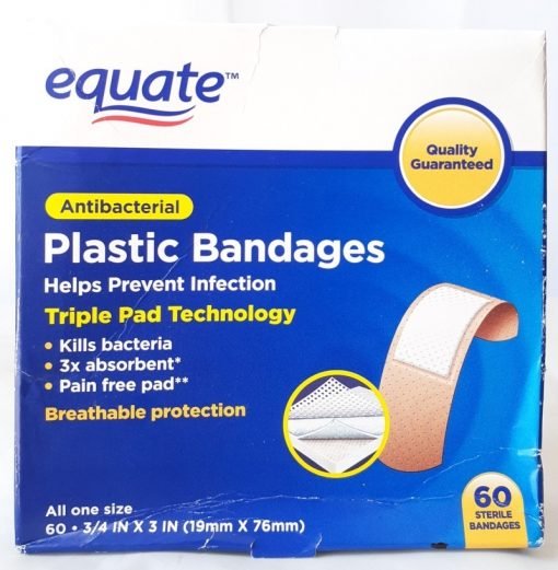 Curitas Adhesivas Benditas Antibacterial Equate 60pz Vendaje_1