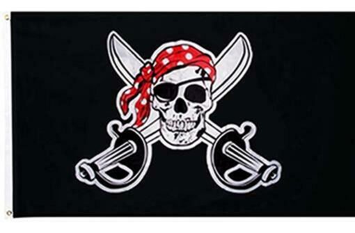 Bandera Pirata Jolly Roger Bandana Roja Decoración_1