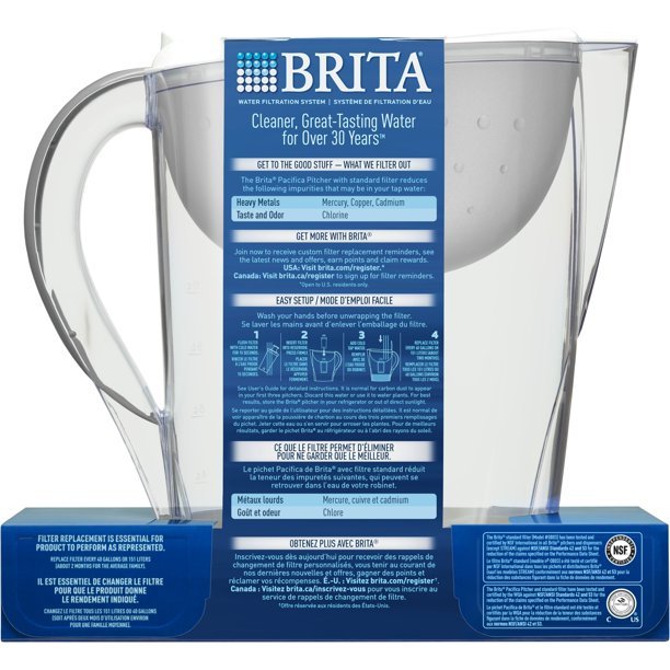 Brita Wave - Jarra de agua de 10 tazas y 2 filtros avanzados transparentes