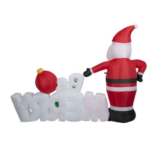 Inflable Navideño Santa Claus Papa Noel Letrero Luz 2.44m_1