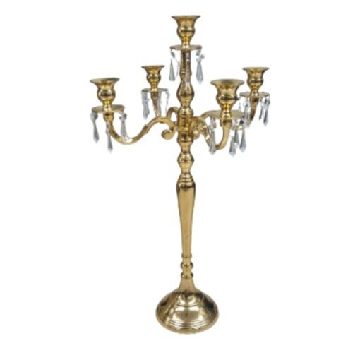 Candelabro Porta Velas De Metal Dorado Decoracion Hogar Mesa_1