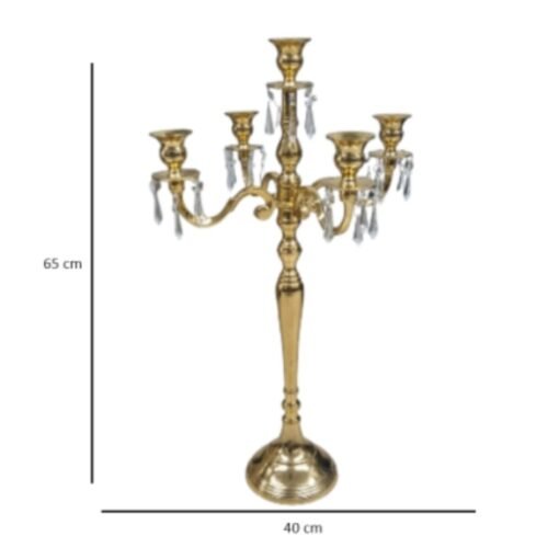 Candelabro Porta Velas De Metal Dorado Decoracion Hogar Mesa_4