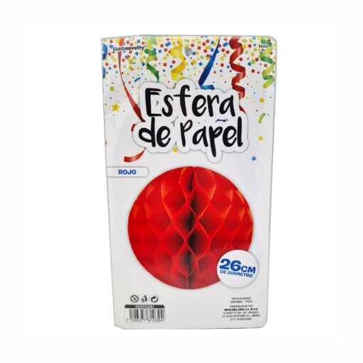 Esfera Jumbo Papel Picado Roja Grande Fiesta 26cm Diametro_1