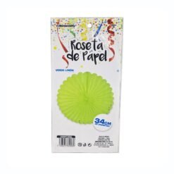 Decoracion Roseta De Papel Verde Limon Fiesta 34cm Diámetro_1