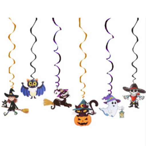 Decoracion Juego 3 Espirales Metalicos Colgantes Halloween_0