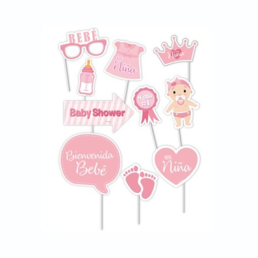 10 Photo Props Para Baby Shower Revelacion Genero Bebe Niña_0