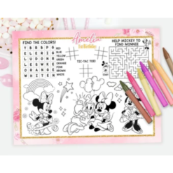 Paquete 32 Manteles Rectangulares Actividades Minnie Mouse_1