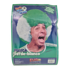 Peluca Tipo Afro Verde Blanco Divertido Festejo Partido_1